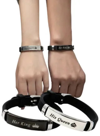 Fashion Bracelet with the Words Couples and Friends Printed, 2 Pieces/Set 