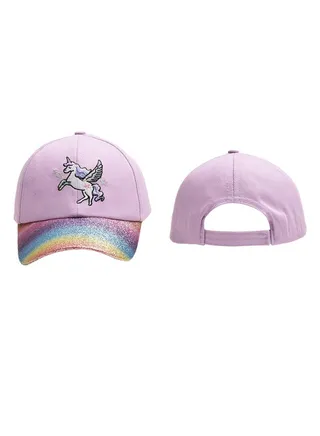 The Girl Cap durable cotton Kids Cap, Unicorn Kids Caps are Perfect for Beach, Travelling and Outdoor activities | Rainbow design Easy to match with Different Clothing Styles, Purple 
