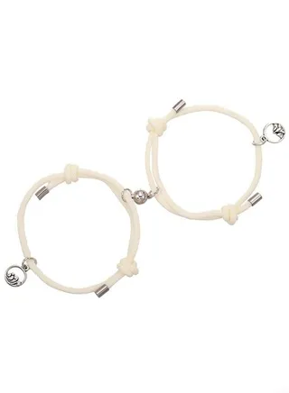 2-Piece Magnetic Couple Bracelet Mutual Attraction Relationship Matching 