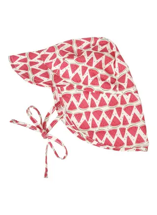 Printed Neck Protecting Sun Hat Red/Beige 