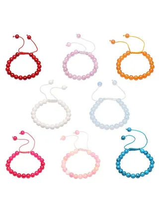 Round Beads Crystal Stretch Woman Bouncy Bracelets Natural Lkntrsh004H 