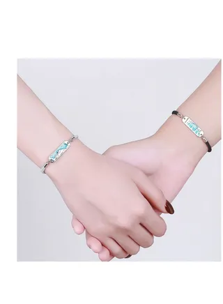 2 Pcs 925 Sterling Silver Bracelet For Lovers Couple 