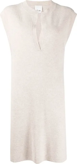 V-neck fine-knit tunic