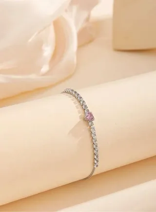 Luxury & Elegant Women's Silver Plated Bracelet Cubic Zirconia 