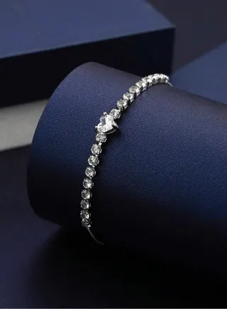 Luxury & Elegant Women's Silver Plated Bracelet Cubic Zirconia 