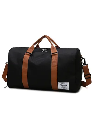 Zipper Closure Duffel Bag 48x30x24 Centimeter Blue/Brown 