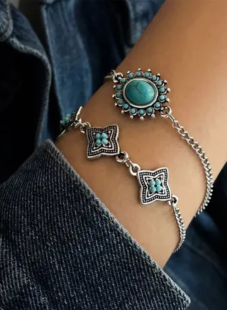 Set of 2 - Moon and Star Design Bracelet