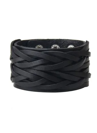 Retro Weave Wide Leather Bracelet 