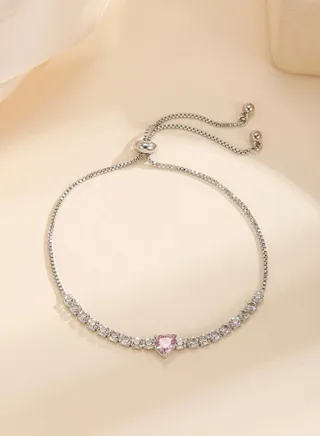 Luxury & Elegant Women's Silver Plated Bracelet Cubic Zirconia 