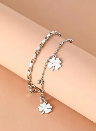 Elegant Silver Plated Stainless Steel Bracelet For Women 