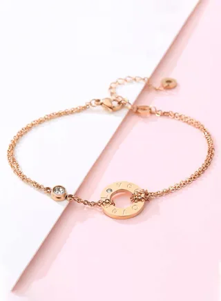 Stainless Steel Bracelet, Gold-Colored with a Modern Design, for Women 