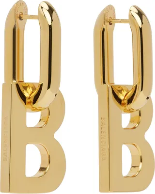 Balenciaga Gold XS B Chain Earrings