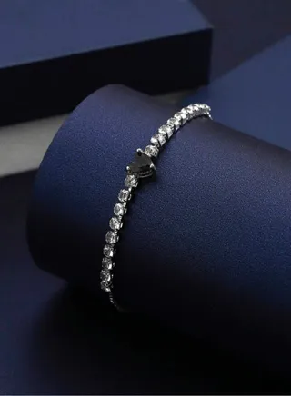 Luxury & Elegant Women's Silver Plated Bracelet Cubic Zirconia 