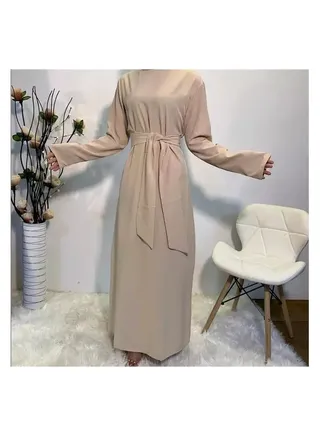 Silk Smooth Fabric Muslim Belt Robe 