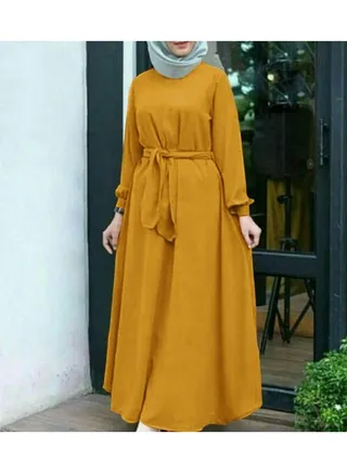 Women's Long Sleeved Solid Color Dress 