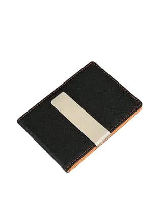 PU Leather Money Clip Black/Orange/Cream 