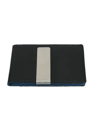 Faux Leather Card Holder With Clip White/Black 