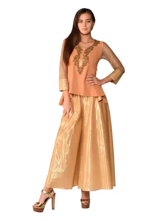 Metallic Flare Pants Orange/Gold 