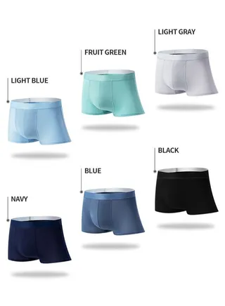 Zeemey 6 Pack Men's Boxer Briefs Low Rise Undies Cool Boxers Shorts Underpants Soft Pants Breathable Seamless Trunks Ice Silk Underwear for Men 