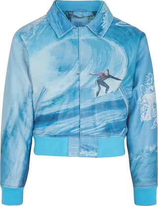Erl Printed Leather Bomber Jacket