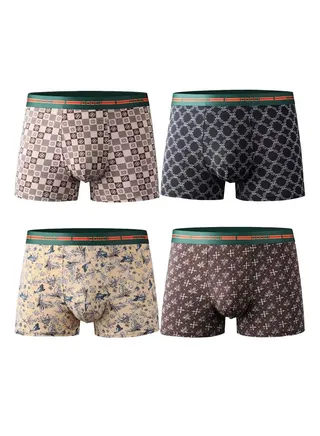 Zeemey 4 Pack Men’s Sort Boxer Briefs & Trunks,Breathable Stretch Cotton Moisture-Wicking Underwear,Modern Fit Low Rise 