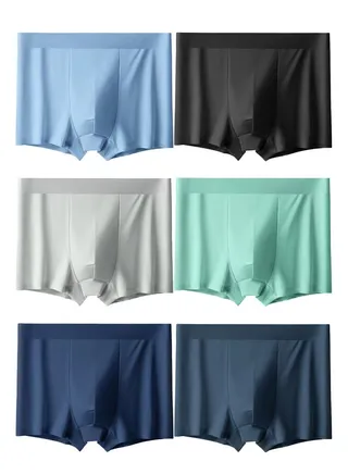 Zeemey 6 Pack Men's Boxer Briefs Low Rise Undies Cool Boxers Shorts Underpants Soft Pants Breathable Seamless Trunks Ice Silk Underwear for Men 