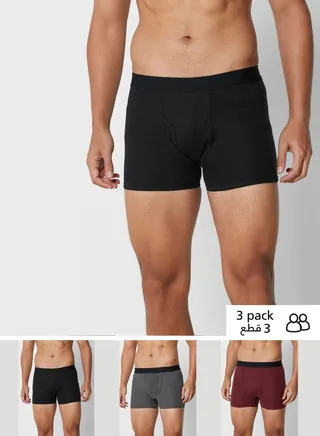 3 Pack Band Trunks With Antibacterial Finish