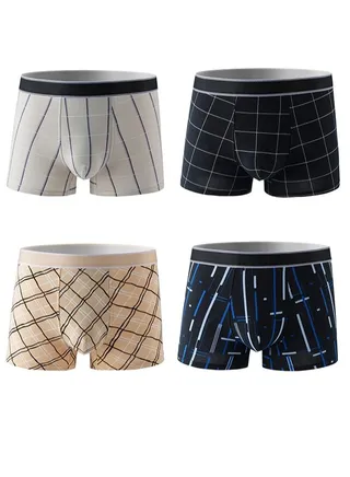 Zeemey 4 Pack Men’s Sort Boxer Briefs & Trunks,Breathable Stretch Cotton Moisture-Wicking Underwear,Modern Fit Low Rise 