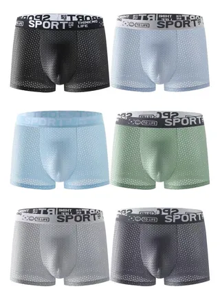 Zeemey 6 Pack Men's Underwear Boxer Briefs Pack,Moisture-Wicking Men's Mesh Underwear,Temp Cooling with Odor Control 