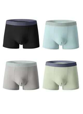 Zeemey 4 Pack Men’s Sort Boxer Briefs & Trunks,Breathable Stretch Cotton Moisture-Wicking Underwear,Modern Fit Low Rise 