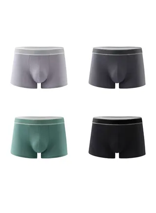Zeemey 4 Pack Men’s Sort Boxer Briefs & Trunks,Breathable Stretch Cotton Moisture-Wicking Underwear,Modern Fit Low Rise 