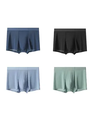 Zeemey 4 Pack Men's Boxer Briefs Low Rise Undies Cool Boxers Shorts Underpants Soft Pants Breathable Seamless Trunks Ice Silk Underwear for Men 