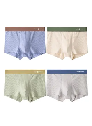 Zeemey 4 Pack Men’s Sort Boxer Briefs & Trunks,Breathable Stretch Cotton Moisture-Wicking Underwear,Modern Fit Low Rise 