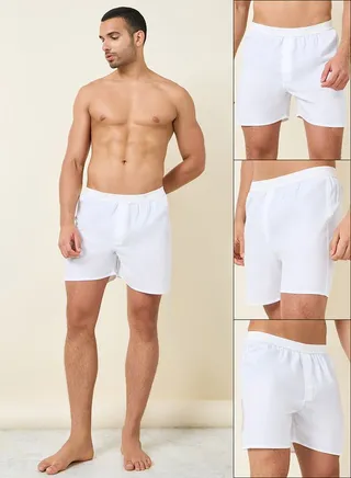 Pack of 3 - Solid Elastic Waistband Cotton Boxers 