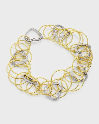 18K Yellow Gold Hawaii Bracelet with White Gold Diamond Hearts