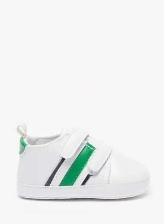Boys Striped Booties with Hook and Loop Closure 