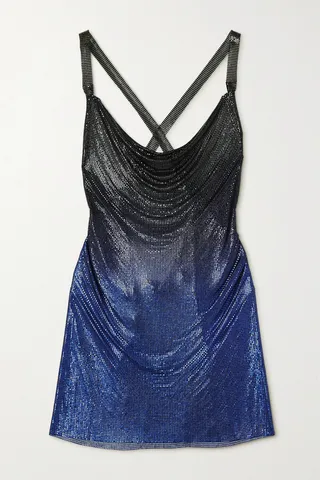 Fannie Schiavoni - Hailey Open-back Chainmail Mini Dress - Blue