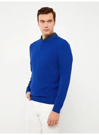 Crew Neck Long Sleeve Men's Tricot Sweater 