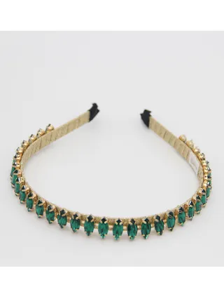 Headband Amy For Girls Emarald Green Stones 