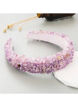 Headband Monalisa For Women's and  Girls Purple Stones Hand Made 