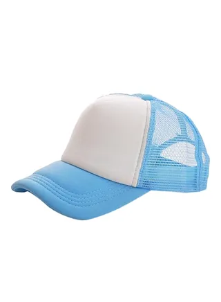 Adjustable Trucker Baseball Cap Light Blue/White 