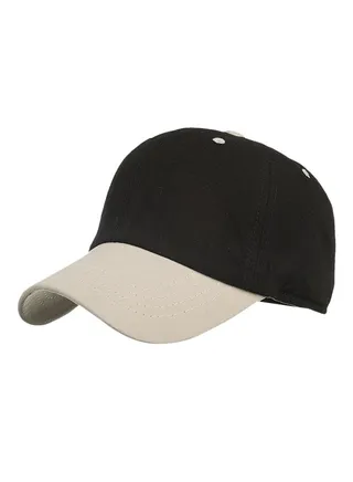 6-Panel Patchwork Pattern Baseball Cap Black/White 
