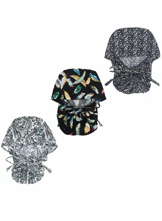 Adjustable Working Cap with Button Long Hair, Sweatband Cotton Ponytail Holder, Tie Back Hats for Women & Men, One Size 