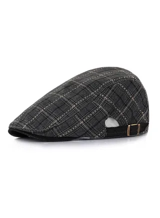 Men's Mesh Breathable Sun Hat British Style Hat Black 