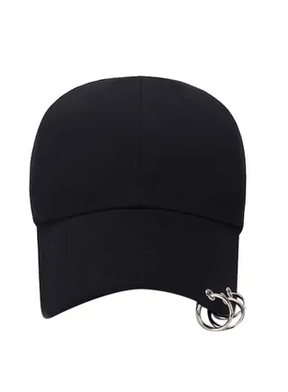 Metal Ring Detail  Baseball Cap Black 