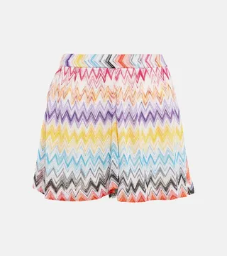 Zig-zag high-rise wide-leg shorts