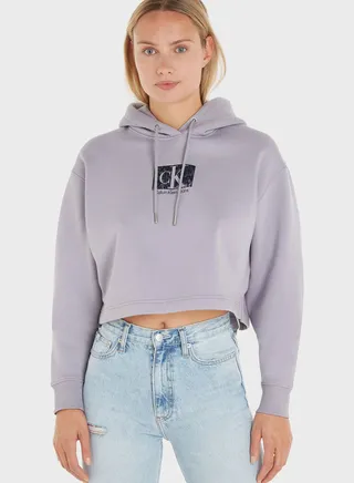 Logo Crop Hoodie 