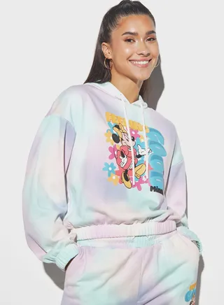 Minnie Mouse Print Hoodie 