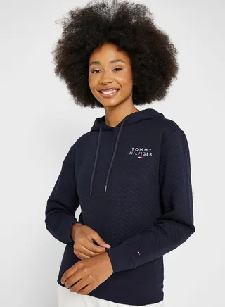 Logo Quilted Hoodie 