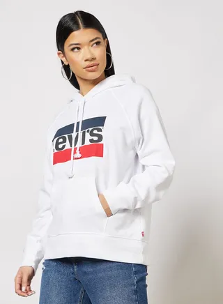 Graphic Sport Logo Hoodie White 